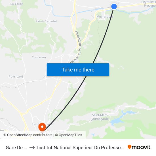 Gare De Meyrargues to Institut National Supérieur Du Professorat Et De L'Éducation (Site D'Aix-En-Provence) map