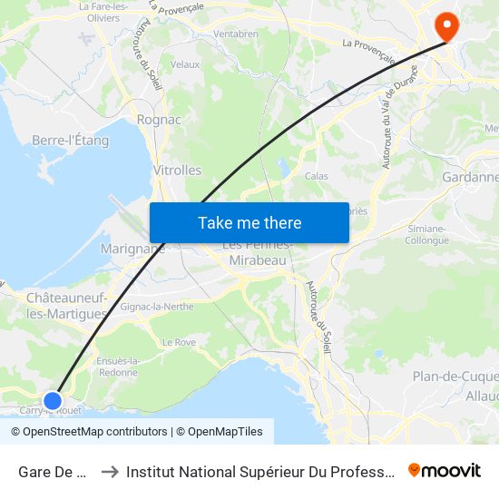 Gare De Carry-Le-Rouet to Institut National Supérieur Du Professorat Et De L'Éducation (Site D'Aix-En-Provence) map