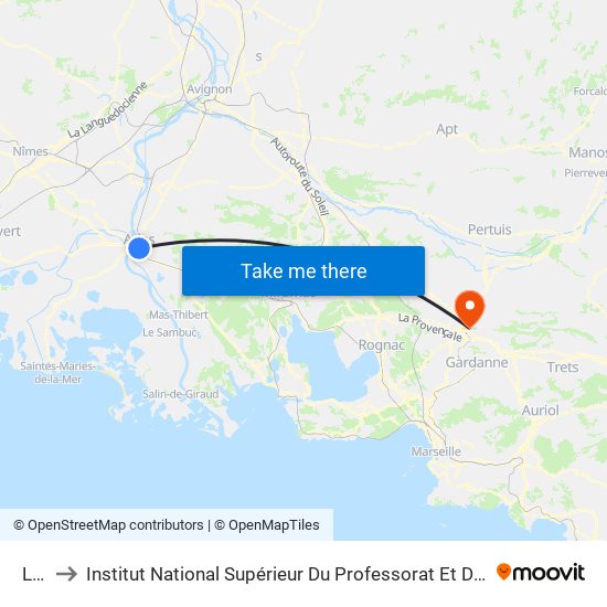 Lices to Institut National Supérieur Du Professorat Et De L'Éducation (Site D'Aix-En-Provence) map