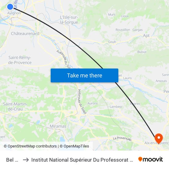 Bel Horizon to Institut National Supérieur Du Professorat Et De L'Éducation (Site D'Aix-En-Provence) map