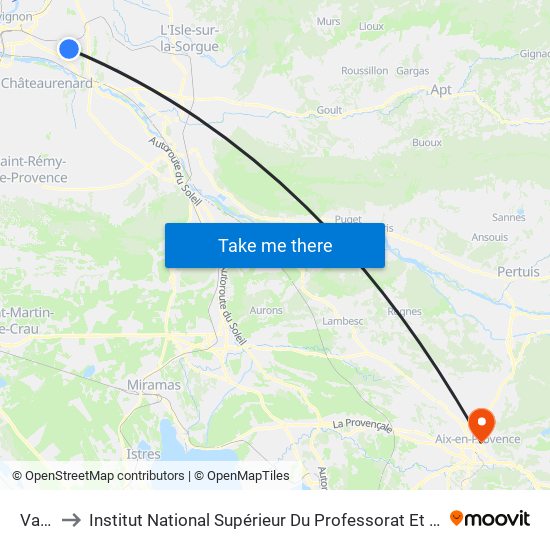 Valentin to Institut National Supérieur Du Professorat Et De L'Éducation (Site D'Aix-En-Provence) map