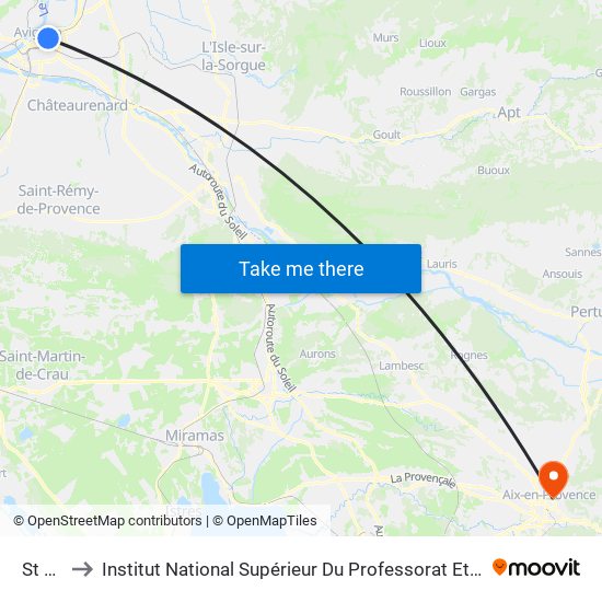 St Lazare to Institut National Supérieur Du Professorat Et De L'Éducation (Site D'Aix-En-Provence) map
