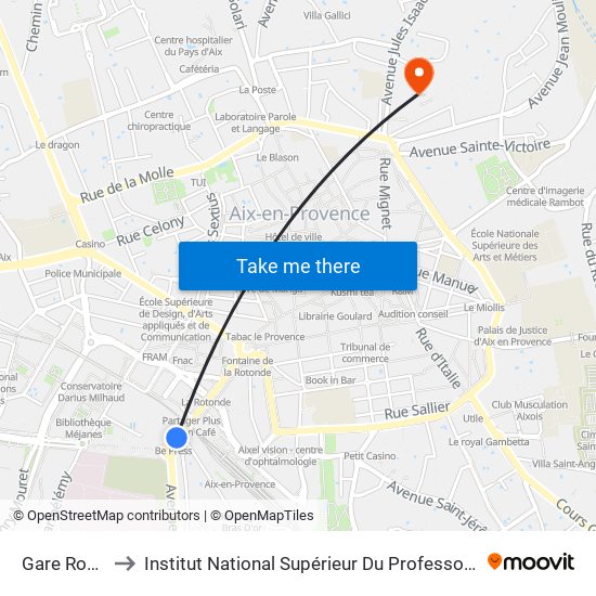 Gare Routière Belges to Institut National Supérieur Du Professorat Et De L'Éducation (Site D'Aix-En-Provence) map