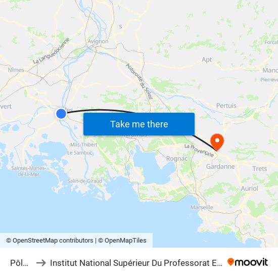 Pôle Santé to Institut National Supérieur Du Professorat Et De L'Éducation (Site D'Aix-En-Provence) map