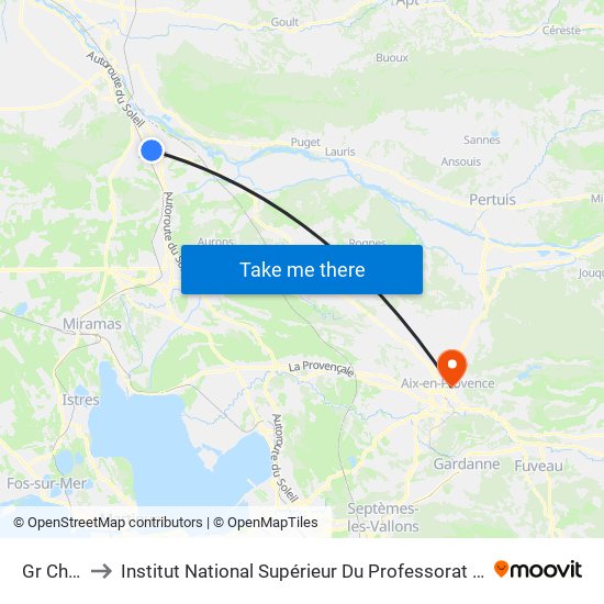 Gr Chevigné 1 to Institut National Supérieur Du Professorat Et De L'Éducation (Site D'Aix-En-Provence) map