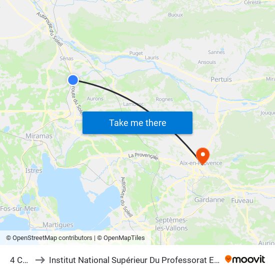 4 Chemins to Institut National Supérieur Du Professorat Et De L'Éducation (Site D'Aix-En-Provence) map