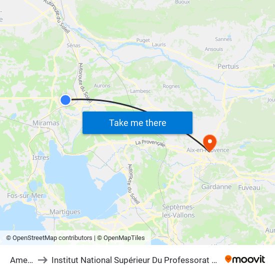 Amellenque to Institut National Supérieur Du Professorat Et De L'Éducation (Site D'Aix-En-Provence) map
