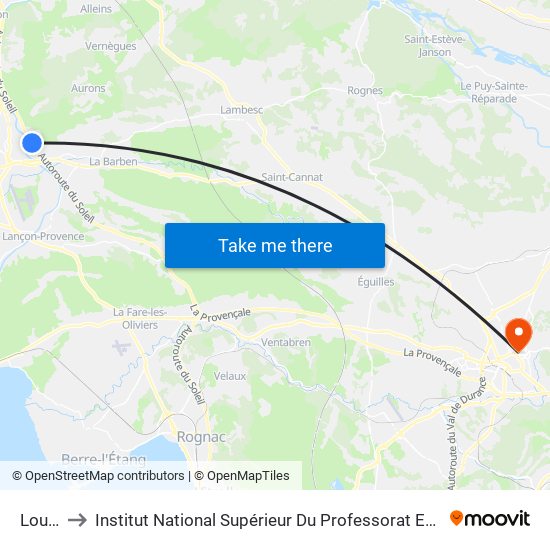 Lou Calen to Institut National Supérieur Du Professorat Et De L'Éducation (Site D'Aix-En-Provence) map