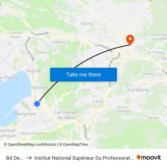 Bd De L'Europe to Institut National Supérieur Du Professorat Et De L'Éducation (Site D'Aix-En-Provence) map