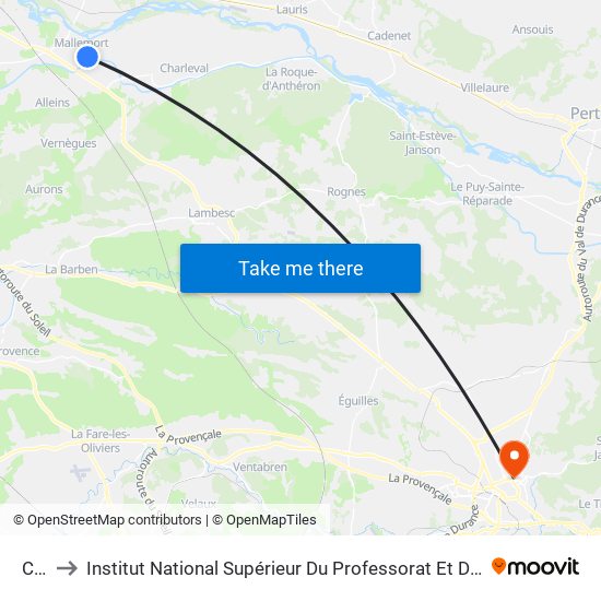 Canal to Institut National Supérieur Du Professorat Et De L'Éducation (Site D'Aix-En-Provence) map