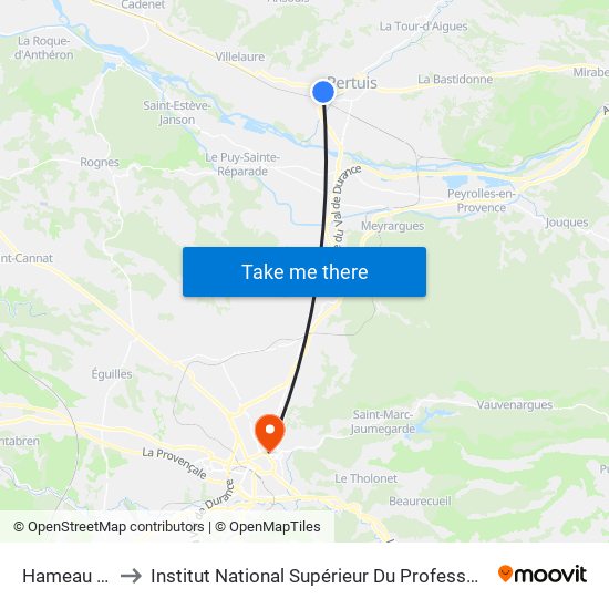 Hameau De Beaumont to Institut National Supérieur Du Professorat Et De L'Éducation (Site D'Aix-En-Provence) map