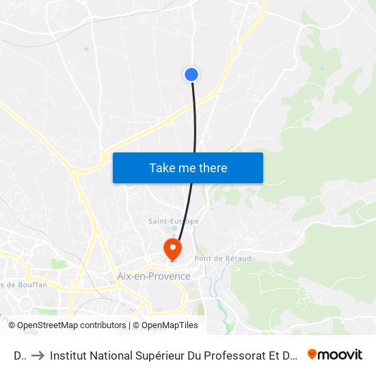 D16 to Institut National Supérieur Du Professorat Et De L'Éducation (Site D'Aix-En-Provence) map