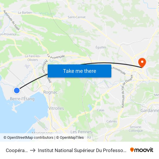 Coopérative Vinicole to Institut National Supérieur Du Professorat Et De L'Éducation (Site D'Aix-En-Provence) map