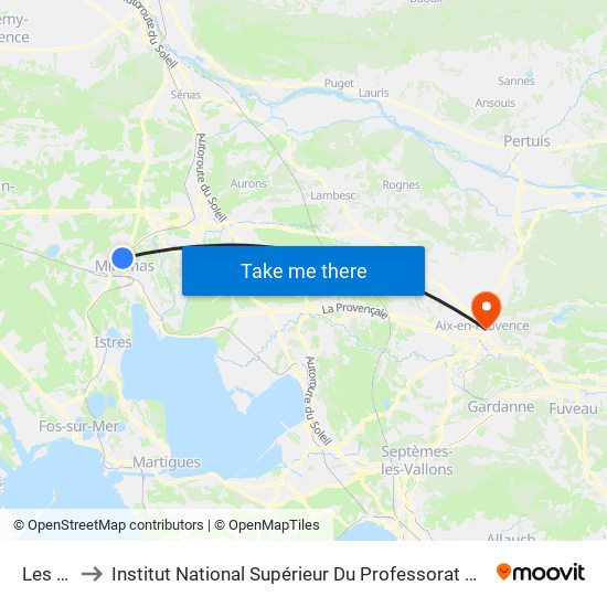 Les Alpilles to Institut National Supérieur Du Professorat Et De L'Éducation (Site D'Aix-En-Provence) map