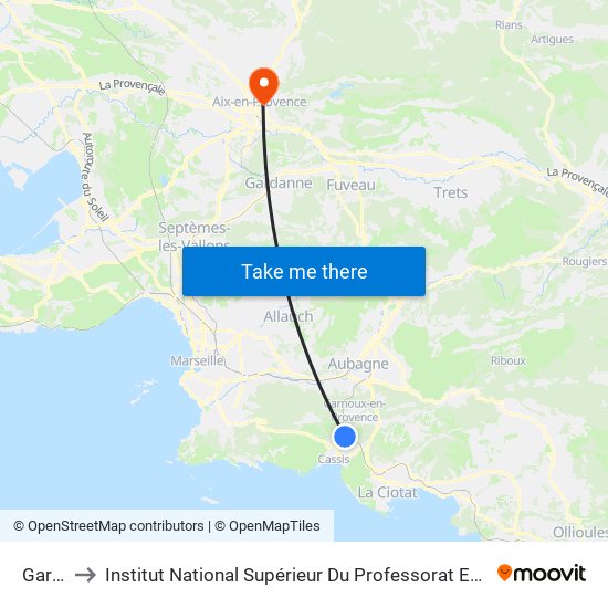 Gare Sncf to Institut National Supérieur Du Professorat Et De L'Éducation (Site D'Aix-En-Provence) map