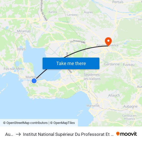 Aupècle to Institut National Supérieur Du Professorat Et De L'Éducation (Site D'Aix-En-Provence) map