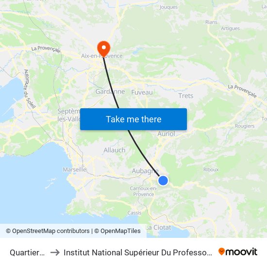 Quartier De Jouques to Institut National Supérieur Du Professorat Et De L'Éducation (Site D'Aix-En-Provence) map