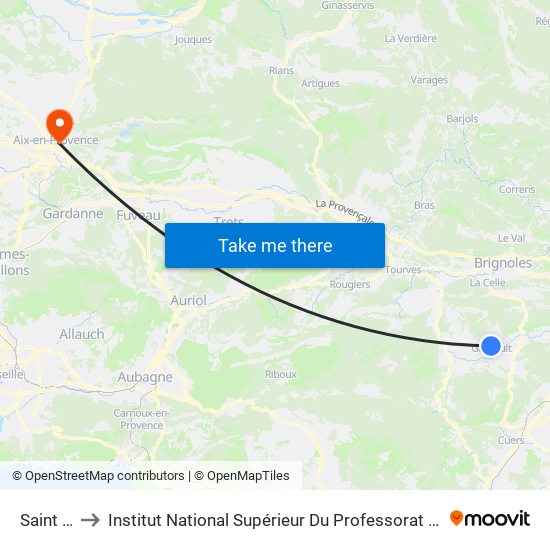 Saint Médard to Institut National Supérieur Du Professorat Et De L'Éducation (Site D'Aix-En-Provence) map