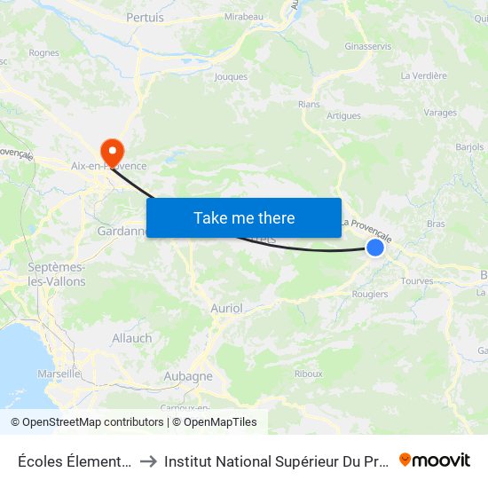 Écoles Élementaire Et Primaire Paul Barles to Institut National Supérieur Du Professorat Et De L'Éducation (Site D'Aix-En-Provence) map