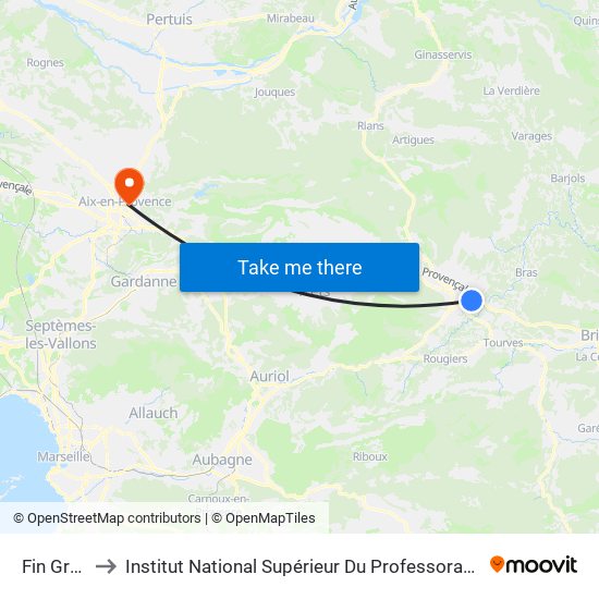 Fin Grand Rayol to Institut National Supérieur Du Professorat Et De L'Éducation (Site D'Aix-En-Provence) map