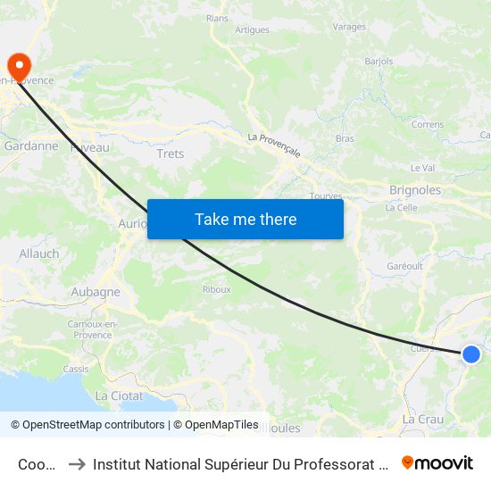 Cooperative to Institut National Supérieur Du Professorat Et De L'Éducation (Site D'Aix-En-Provence) map
