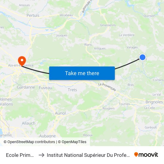 Ecole Primaire Aristide Briand to Institut National Supérieur Du Professorat Et De L'Éducation (Site D'Aix-En-Provence) map