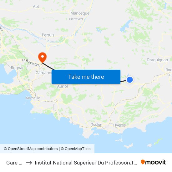 Gare Des Cars to Institut National Supérieur Du Professorat Et De L'Éducation (Site D'Aix-En-Provence) map