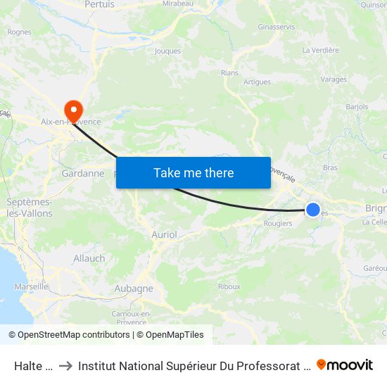 Halte Routiere to Institut National Supérieur Du Professorat Et De L'Éducation (Site D'Aix-En-Provence) map