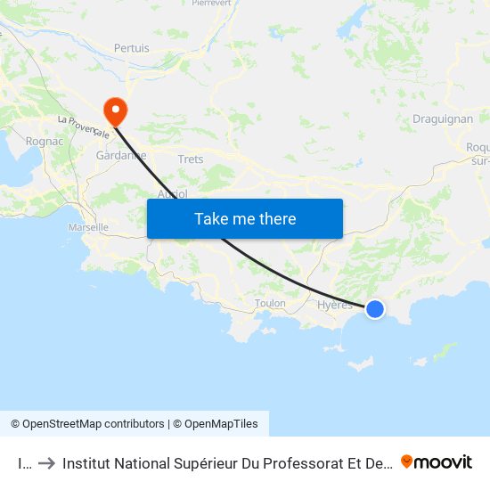 Iret to Institut National Supérieur Du Professorat Et De L'Éducation (Site D'Aix-En-Provence) map