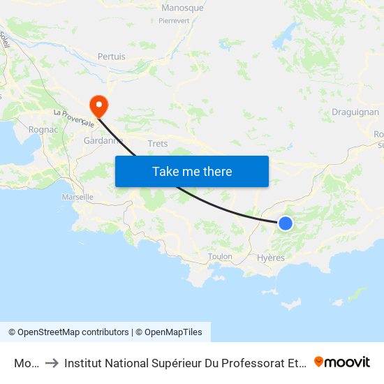 Montaud to Institut National Supérieur Du Professorat Et De L'Éducation (Site D'Aix-En-Provence) map