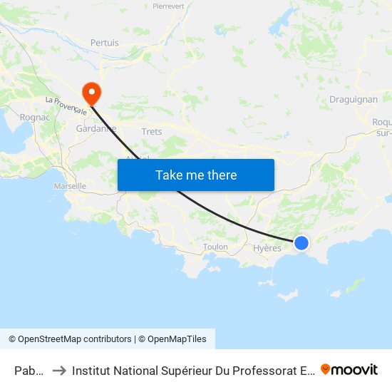 Pabourette to Institut National Supérieur Du Professorat Et De L'Éducation (Site D'Aix-En-Provence) map