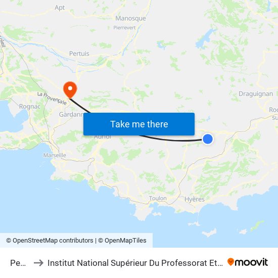 Peyrouas to Institut National Supérieur Du Professorat Et De L'Éducation (Site D'Aix-En-Provence) map