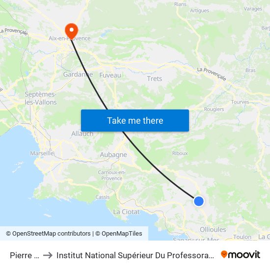 Pierre Mouraou to Institut National Supérieur Du Professorat Et De L'Éducation (Site D'Aix-En-Provence) map