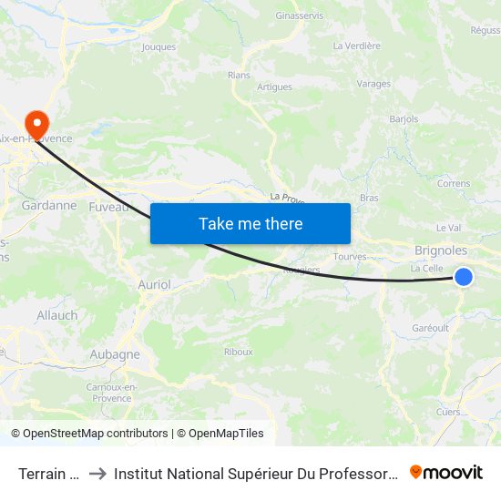 Terrain Du Menage to Institut National Supérieur Du Professorat Et De L'Éducation (Site D'Aix-En-Provence) map