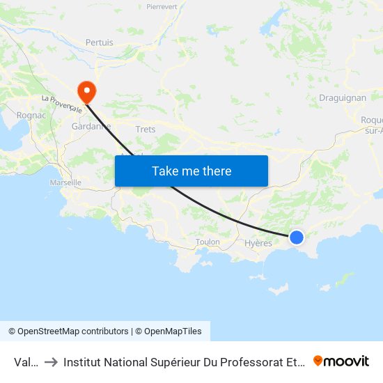 Val Rose to Institut National Supérieur Du Professorat Et De L'Éducation (Site D'Aix-En-Provence) map