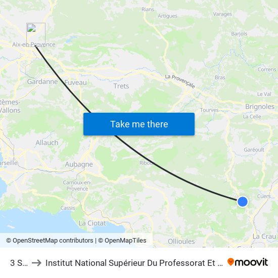 3 Sollies to Institut National Supérieur Du Professorat Et De L'Éducation (Site D'Aix-En-Provence) map