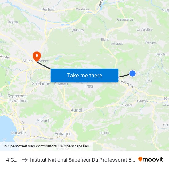 4 Chemins to Institut National Supérieur Du Professorat Et De L'Éducation (Site D'Aix-En-Provence) map