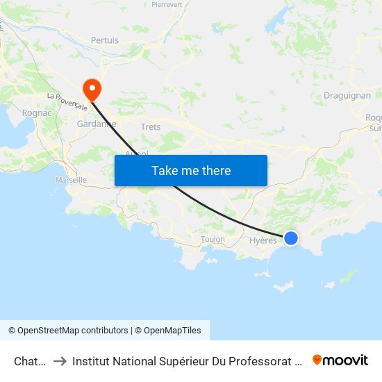 Chateauvert to Institut National Supérieur Du Professorat Et De L'Éducation (Site D'Aix-En-Provence) map