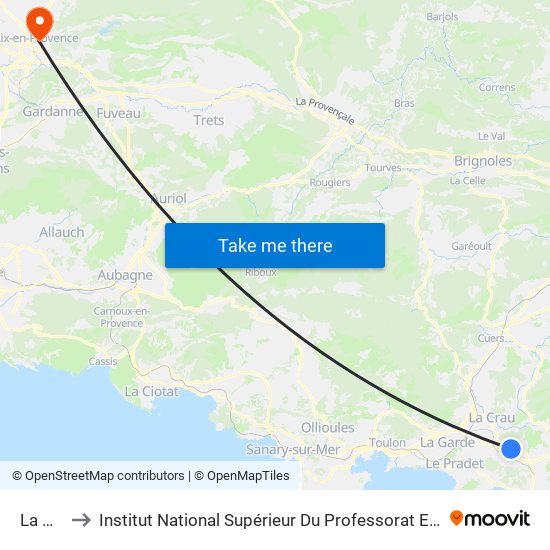 La Bayorre to Institut National Supérieur Du Professorat Et De L'Éducation (Site D'Aix-En-Provence) map