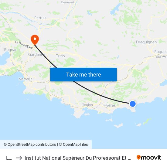 Le Pin to Institut National Supérieur Du Professorat Et De L'Éducation (Site D'Aix-En-Provence) map