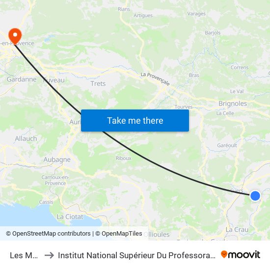 Les Marronniers to Institut National Supérieur Du Professorat Et De L'Éducation (Site D'Aix-En-Provence) map
