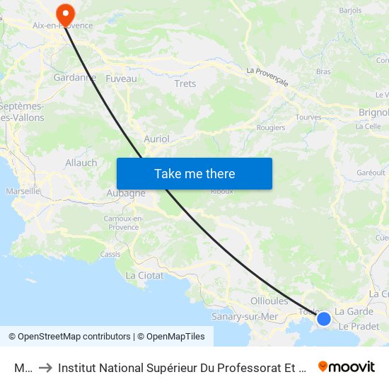 Malon to Institut National Supérieur Du Professorat Et De L'Éducation (Site D'Aix-En-Provence) map