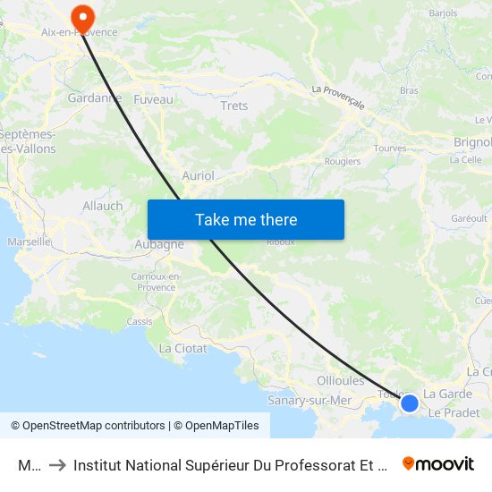 Malon to Institut National Supérieur Du Professorat Et De L'Éducation (Site D'Aix-En-Provence) map