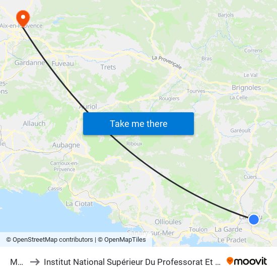 Maurric to Institut National Supérieur Du Professorat Et De L'Éducation (Site D'Aix-En-Provence) map