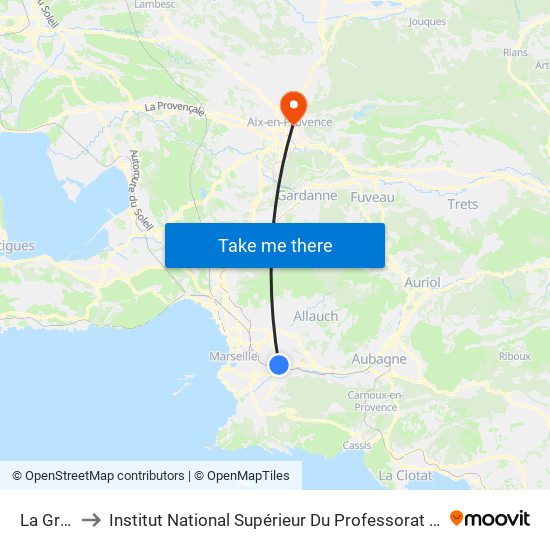 La Grognarde to Institut National Supérieur Du Professorat Et De L'Éducation (Site D'Aix-En-Provence) map