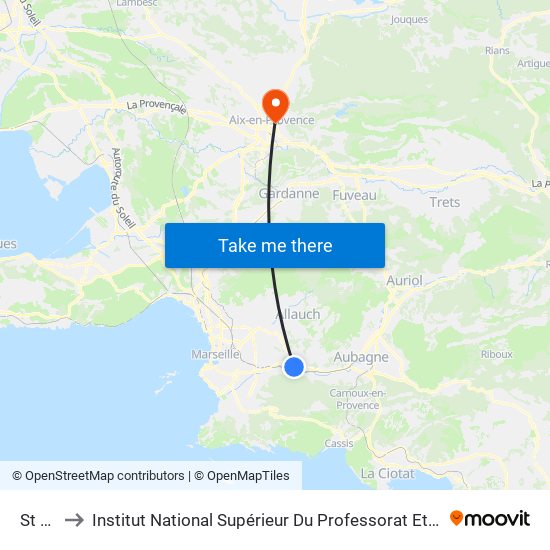 St Menet to Institut National Supérieur Du Professorat Et De L'Éducation (Site D'Aix-En-Provence) map