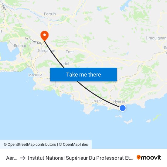 Aéroport to Institut National Supérieur Du Professorat Et De L'Éducation (Site D'Aix-En-Provence) map