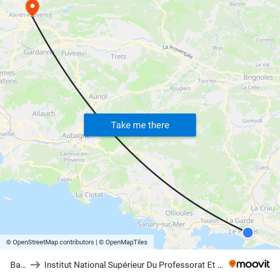 Bayette to Institut National Supérieur Du Professorat Et De L'Éducation (Site D'Aix-En-Provence) map