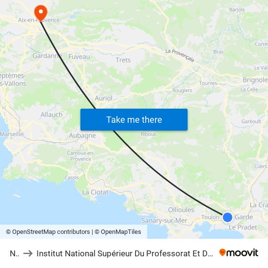 Nice to Institut National Supérieur Du Professorat Et De L'Éducation (Site D'Aix-En-Provence) map