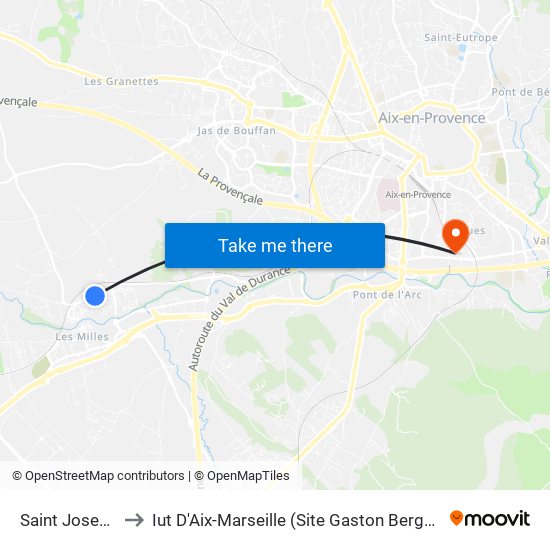 Saint Joseph to Iut D'Aix-Marseille (Site Gaston Berger) map